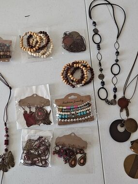 Boho Jewelry Bundle Lot Women OS Mixed Earthy Tones New